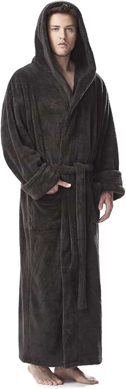 Men's Long Hooded Fleece Bathrobe
