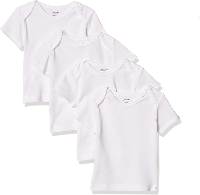 Soft Baby T-Shirts with Expandable Shoulders, 4-Pack