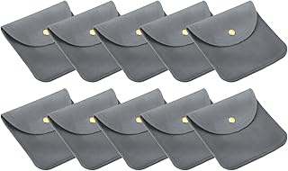 Dark grey velvet jewelry pouches, 10-pack, 10x10cm
