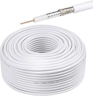 200ft RG6 Coaxial Cable, 18 AWG, Dual Shield, White