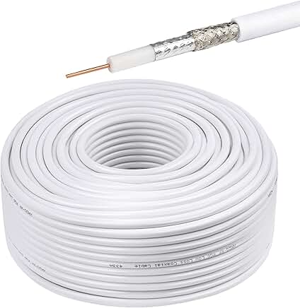 200ft RG6 Coaxial Cable, 18 AWG, Dual Shield, White