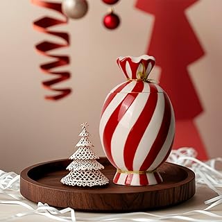Christmas Ceramic Food Storage Jar with Lid, 24.7 OZ