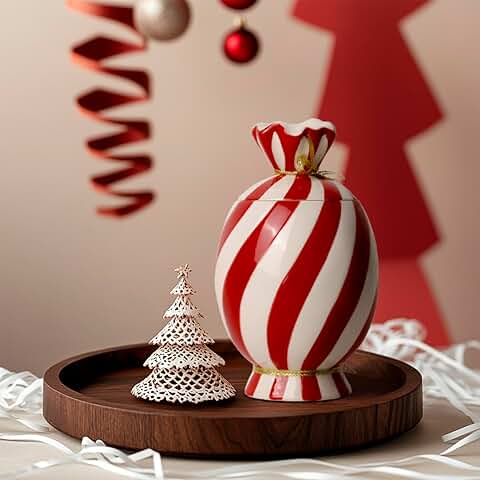 Christmas Ceramic Food Storage Jar with Lid, 24.7 OZ