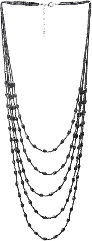 Oval Beads Multi-Strand Necklace with Crystal Pendant