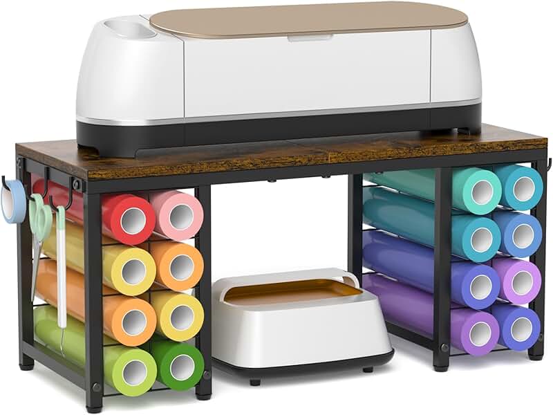Craft Organizer with Vinyl Roll Holders for Craft Room
