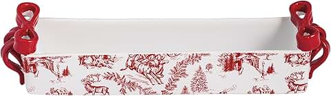 Christmas Bow Toile Cracker Dish
