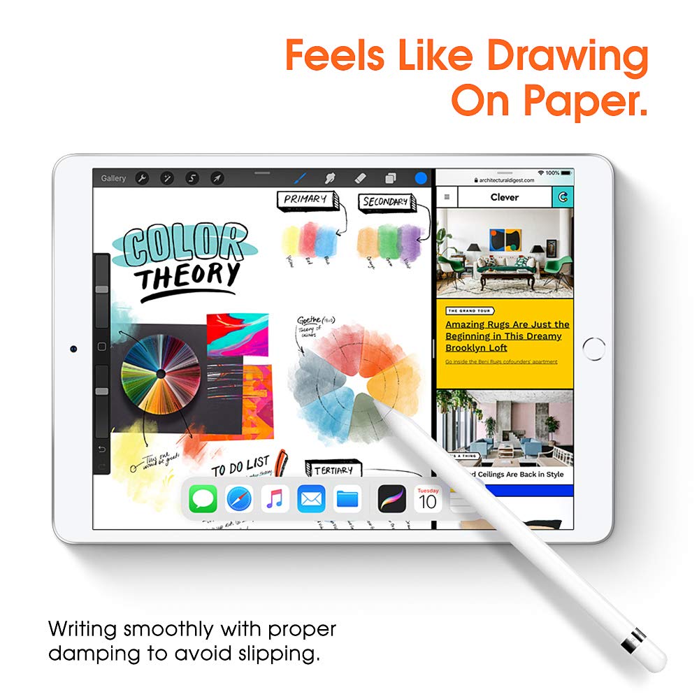 [2 pack] Paperfeel Screen Protector Compatible with iPad 6th / 5th Generation 9.7 inch/iPad Air 1/2 High Touch Sensitivity Anti Glare,Less Reflection,Drawing Like on Paper.Easy Installation