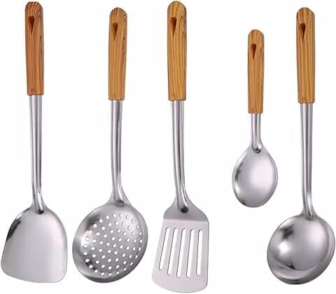 Set of 5 stainless steel kitchen utensils