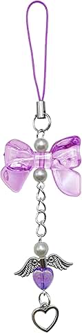 Pink Bow Beaded Phone Charm for Women
