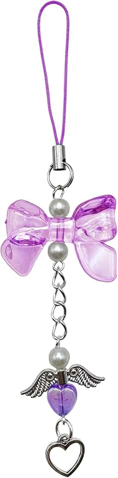 Pink Bow Beaded Phone Charm for Women