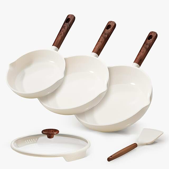 5-Piece Nonstick Frying Pan Set with Lids and Spatula
