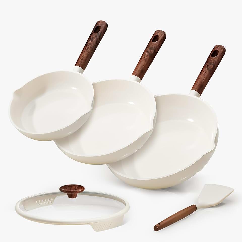 5-Piece Nonstick Frying Pan Set with Lids and Spatula
