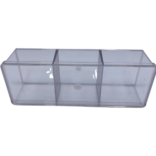 MODAIO-Clear Plastic 3-Compartment Storage Trays with Lids, 8x3x2 in.