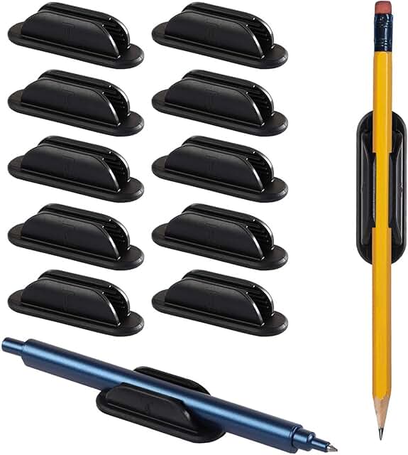 Set of 10 Flexible Silicone Pencil Holders with Adhesive Pads
