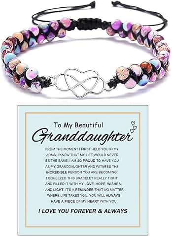 Granddaughter Infinity Love Heart Beaded Wrap Bracelet