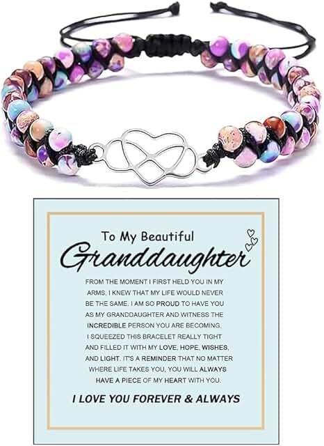 Granddaughter Infinity Love Heart Beaded Wrap Bracelet