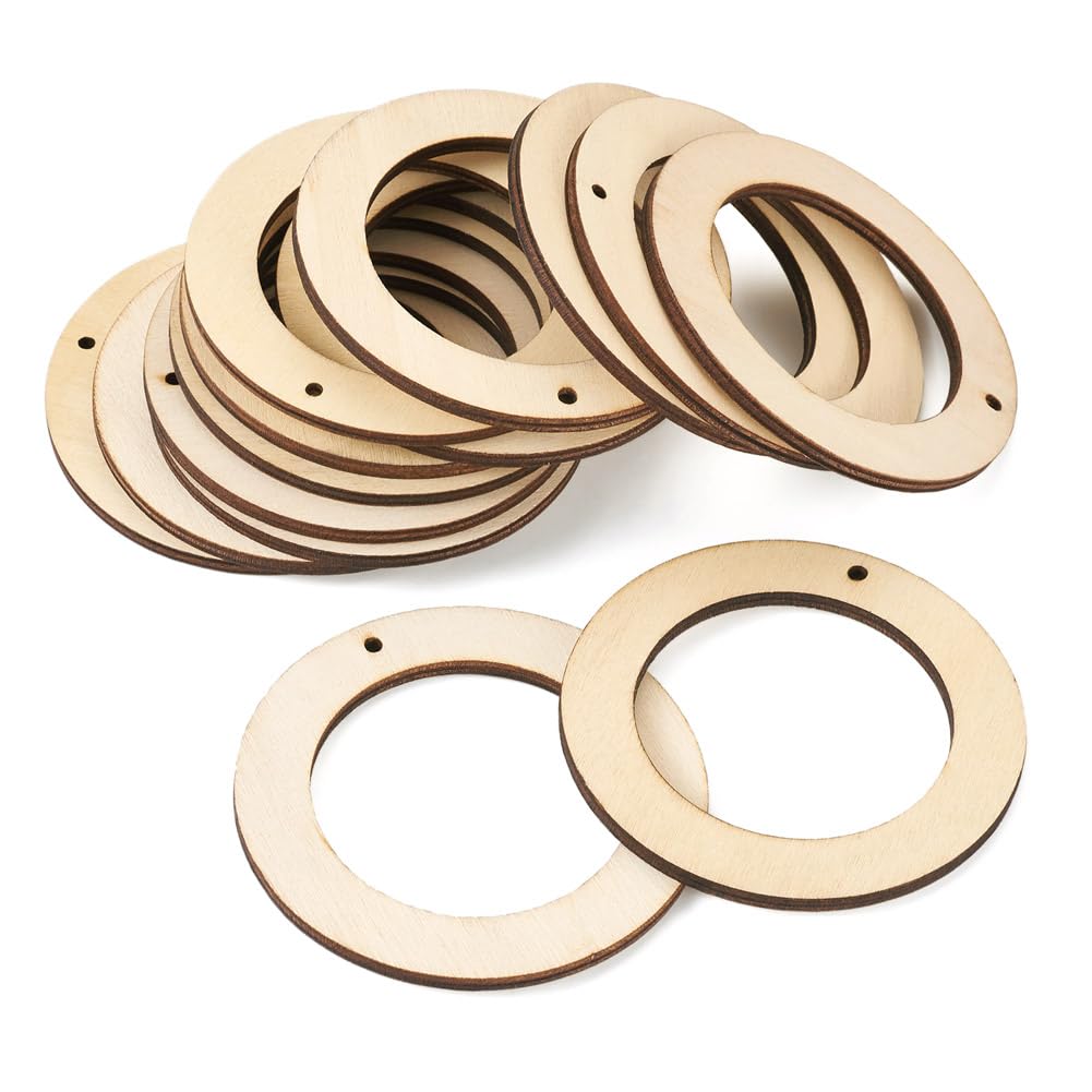 30pcs 4" Unfinished Wooden Wreath Frames Natural Wood Rings