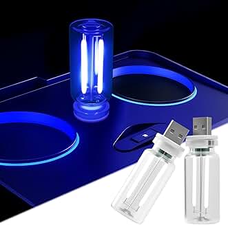 Two USB Car Night Lights, Dimmable, Portable Blue