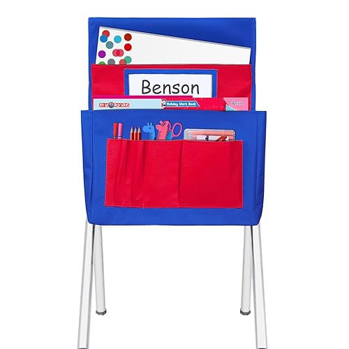 Red chairback storage pocket for children