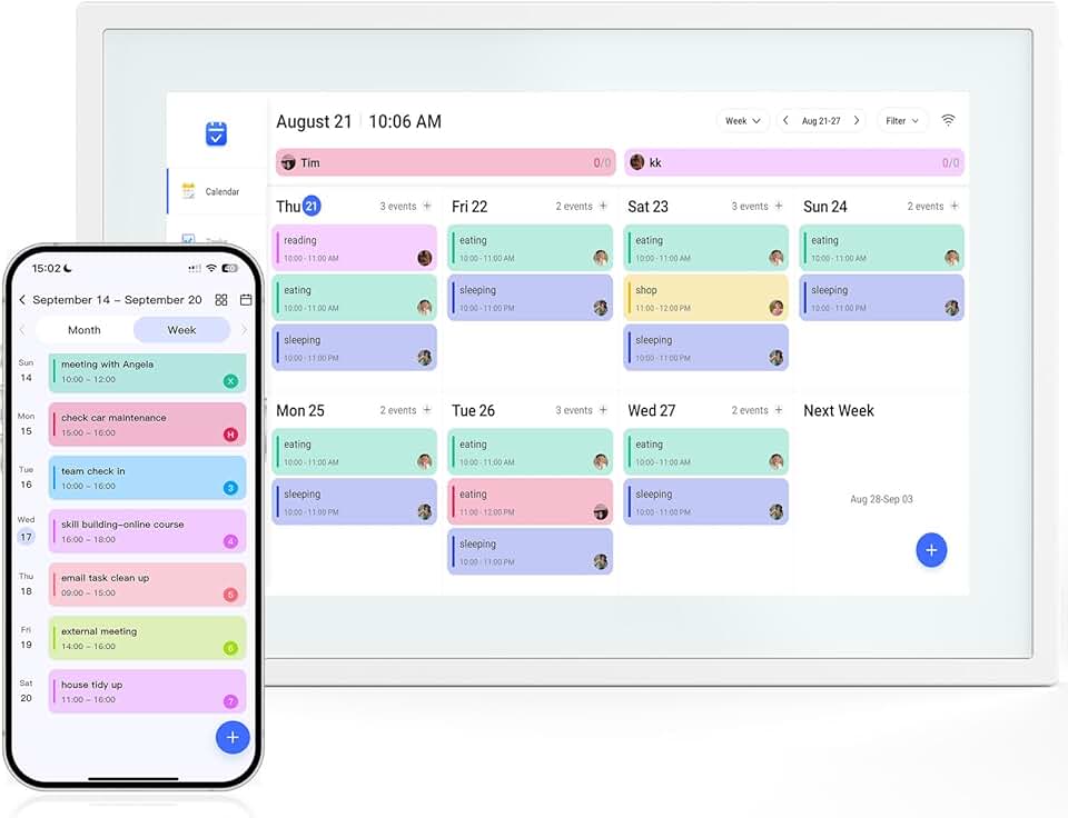 Touchscreen Digital Calendar and Planner Display