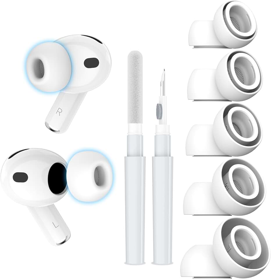 Five pairs of soft silicone ear tips for earbuds