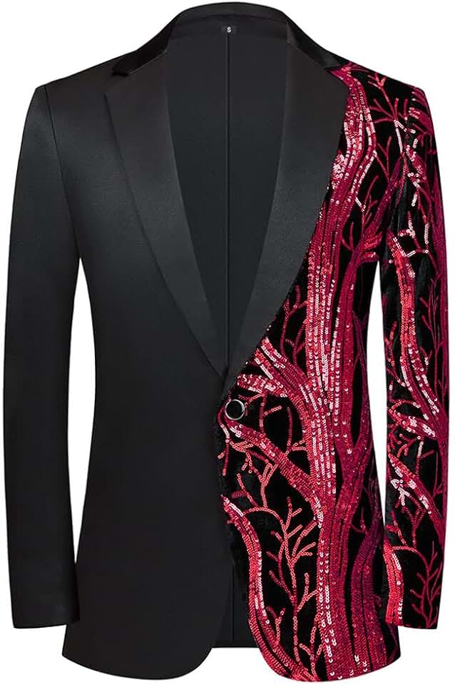 Men's Purple Colorful Velvet Sequin Blazer