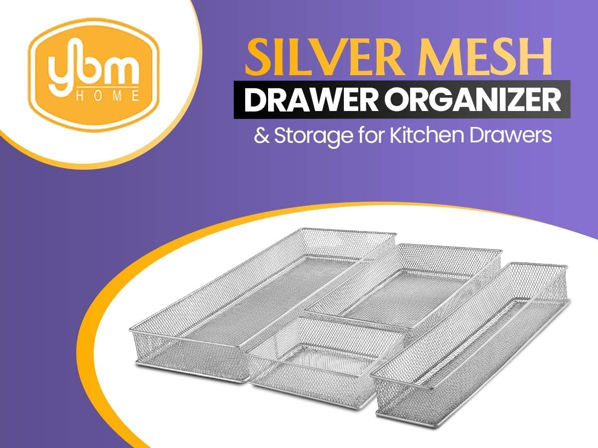 Silver Mesh Drawer and Shelf Organizer Bins