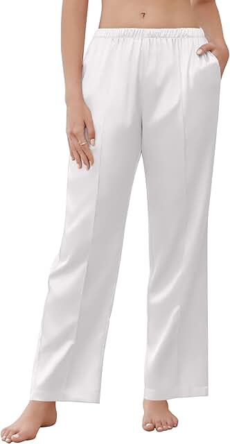 Women's Silk Satin Pajama Pants with Pockets