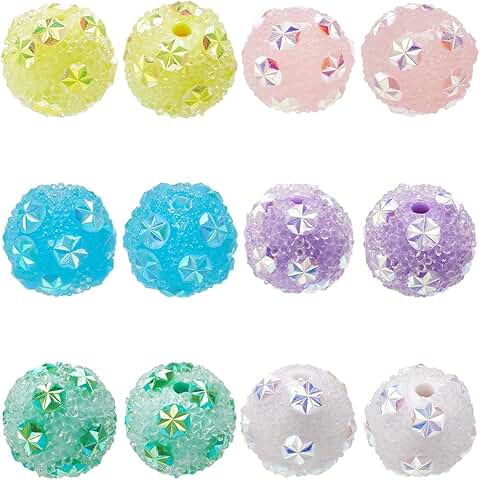 24-Color Chunky Rhinestone Beads for Jewelry Making