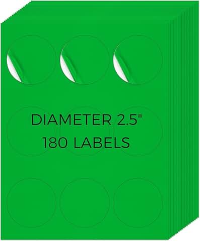 Neon Green 2.5 Inch Round Self-Adhesive Labels 180