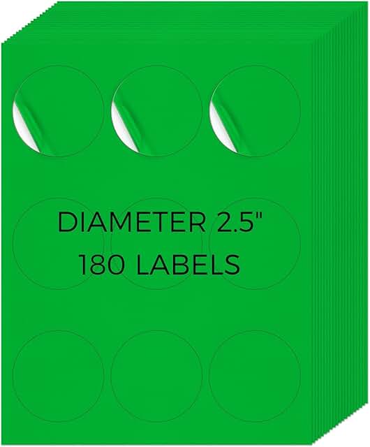Neon Green 2.5 Inch Round Self-Adhesive Labels 180