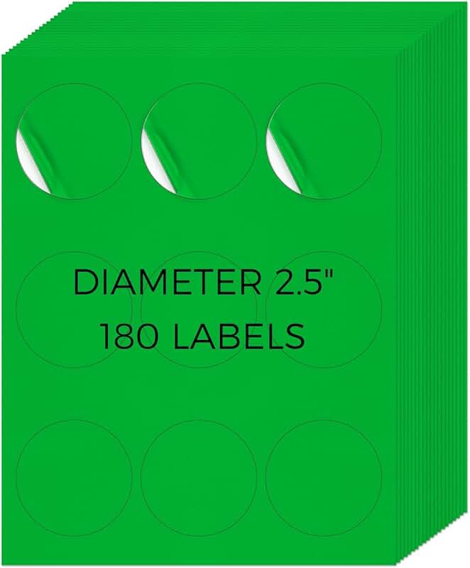 Neon Green 2.5 Inch Round Self-Adhesive Labels 180