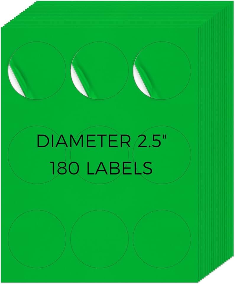 Neon Green 2.5 Inch Round Self-Adhesive Labels 180