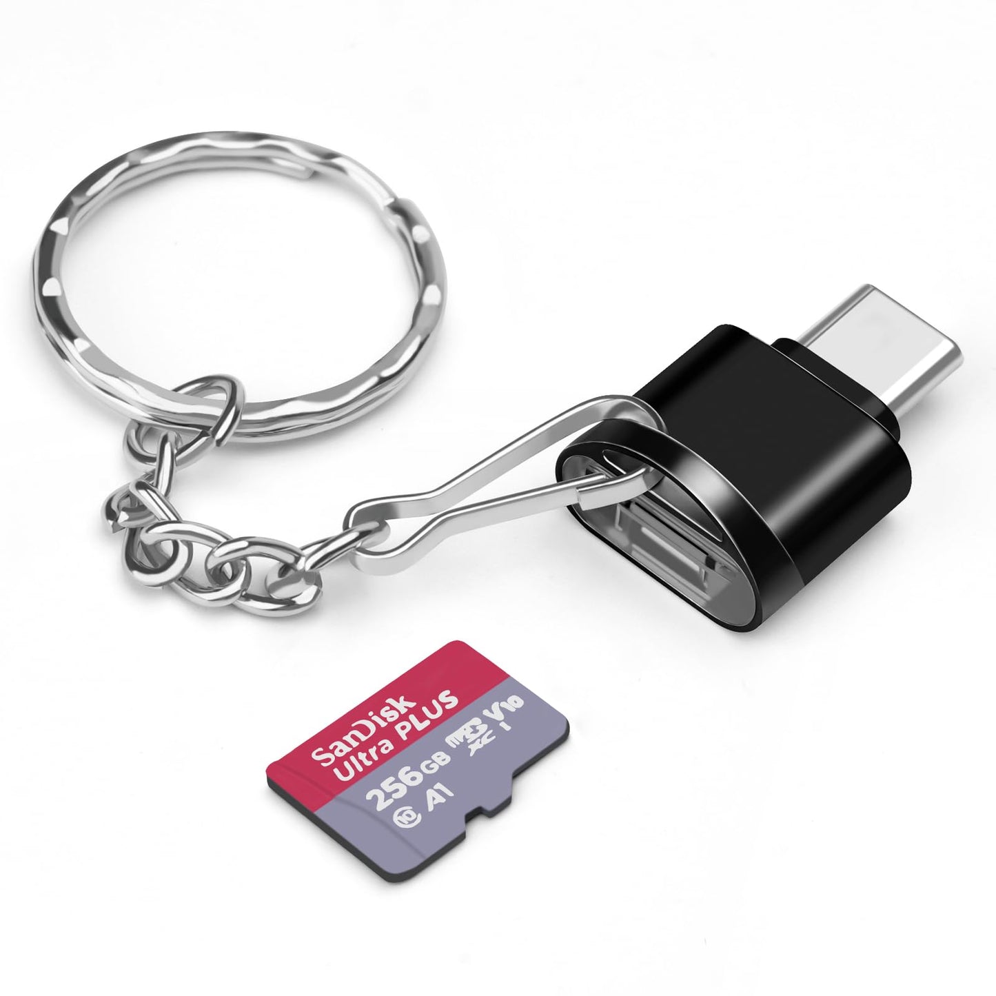 Type-C Micro SD Card Reader with Keychain