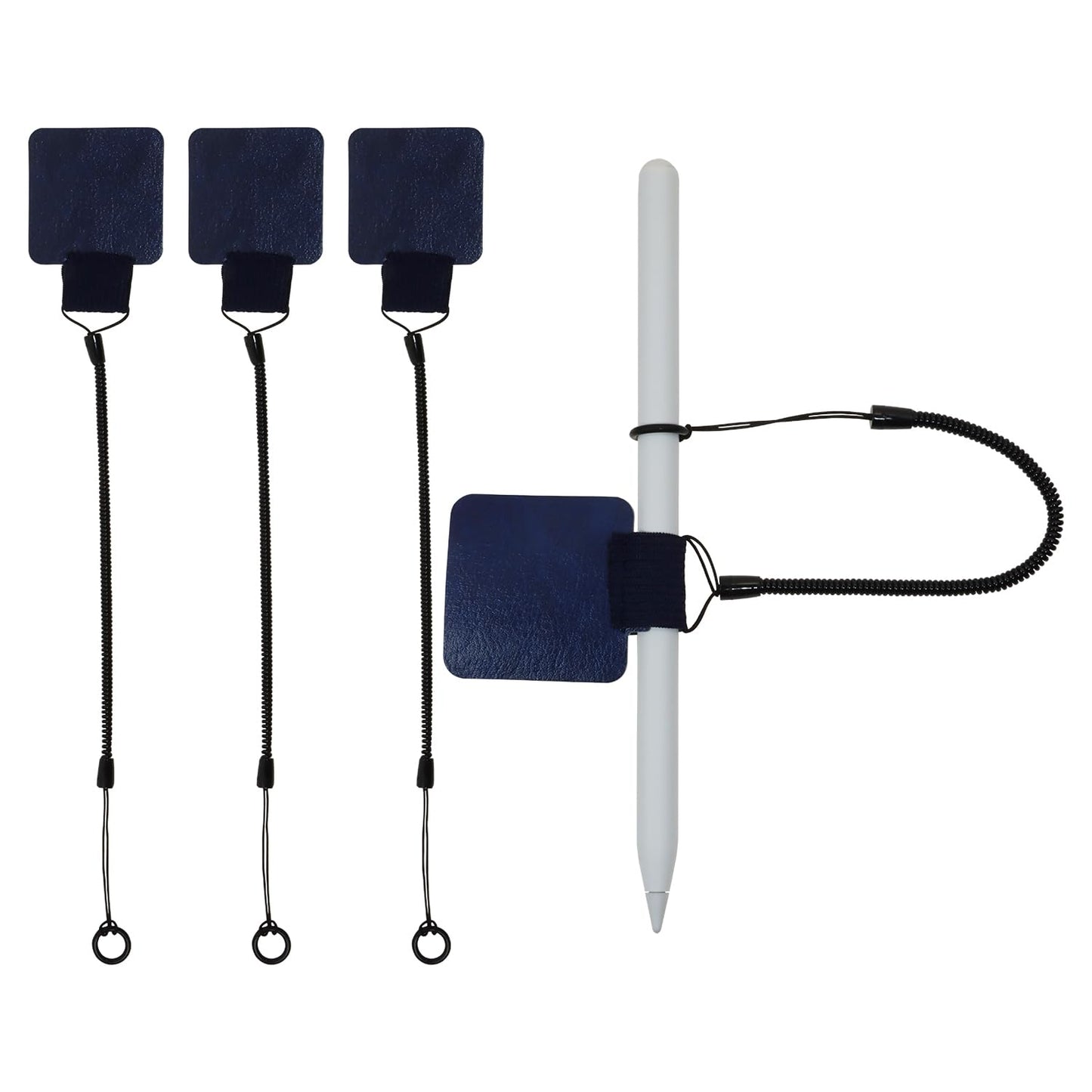 Mini Skater Elastic Tether Lanyard with Silicone Ring and Pen Loop, 4 Pack