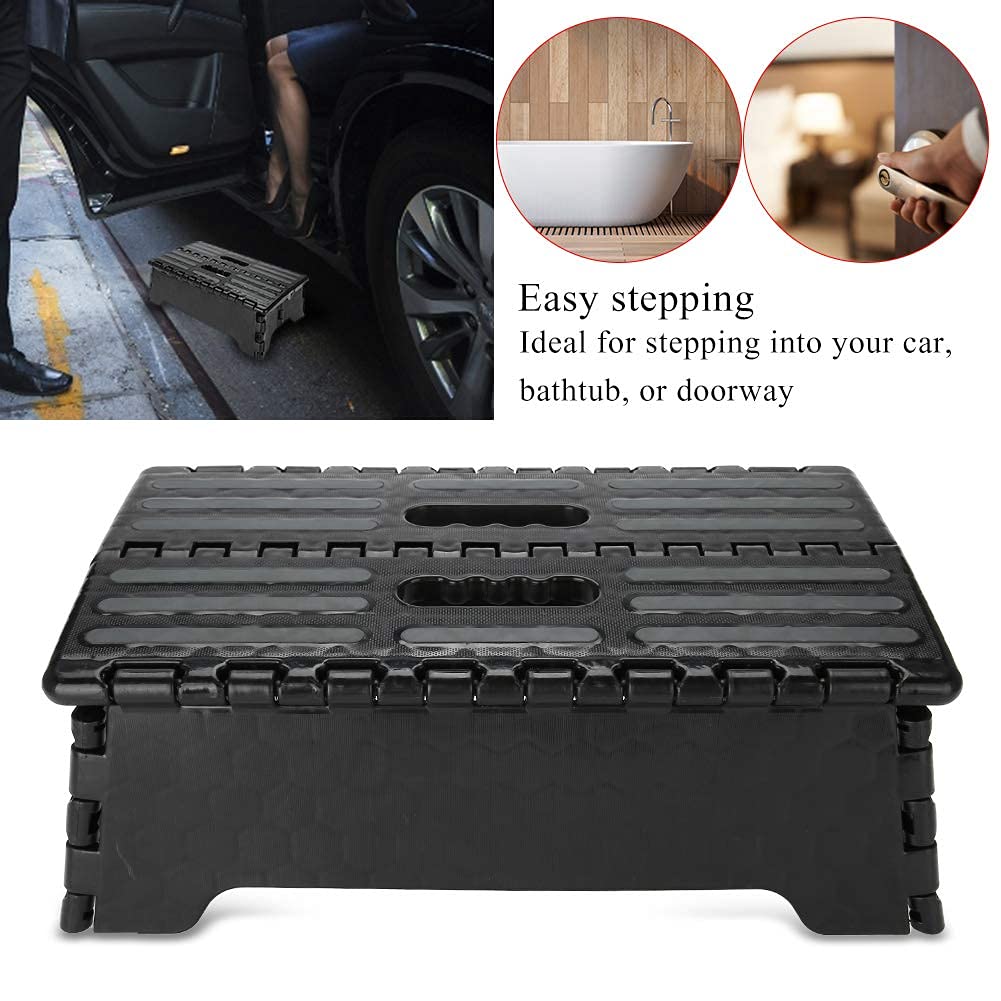 Folding Step Stool, Portable Step Riser Mobility Stepping Stool Non- Step Grips for Adult Elderly Kids, Lightweight Foldable Plastic Stool for Car Kitchen Bath, 14.9 x 8.5 x 5.1 inch