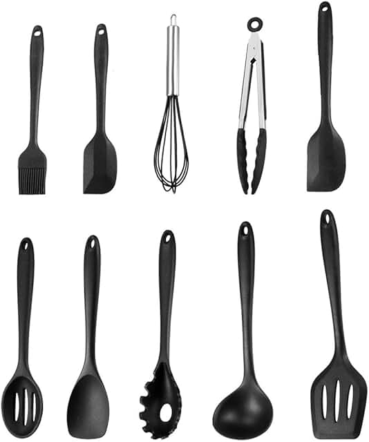 10-Piece Silicone Kitchen Utensil Set in Black