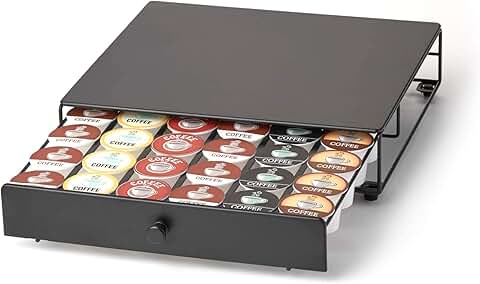 Black coffee pod drawer with 36 slots