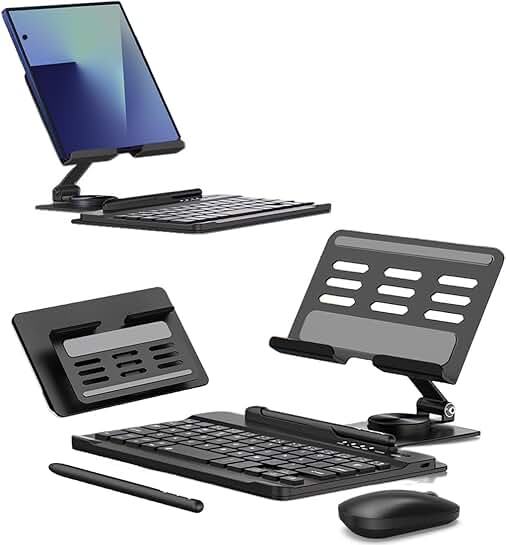 Foldable Phone Stand with Mini Bluetooth Keyboard and Accessories