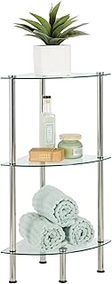 Modern Glass Corner 3-Tier Storage Organizer Tower