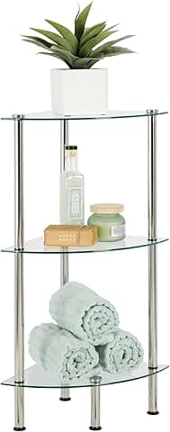 Modern Glass Corner 3-Tier Storage Organizer Tower