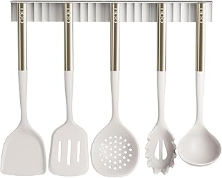 Silicone Kitchen Utensil Set with Wall Mount, 6 Pieces