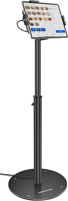 Adjustable iPad Floor Stand with Locking Holder