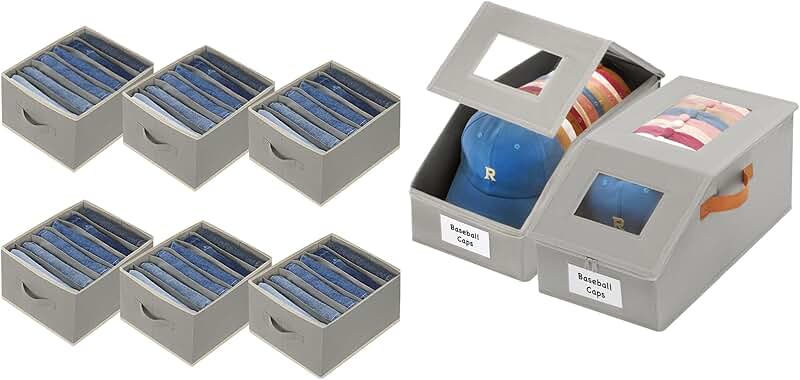 Set of 6 Large Wardrobe Organizers with 2 Extra Large Hat Holders