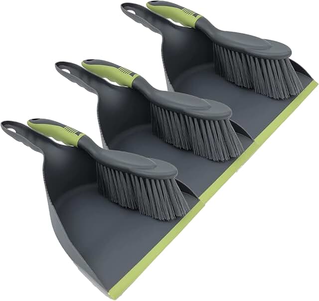 Handheld Dustpan and Broom Set for Floors and Surfaces