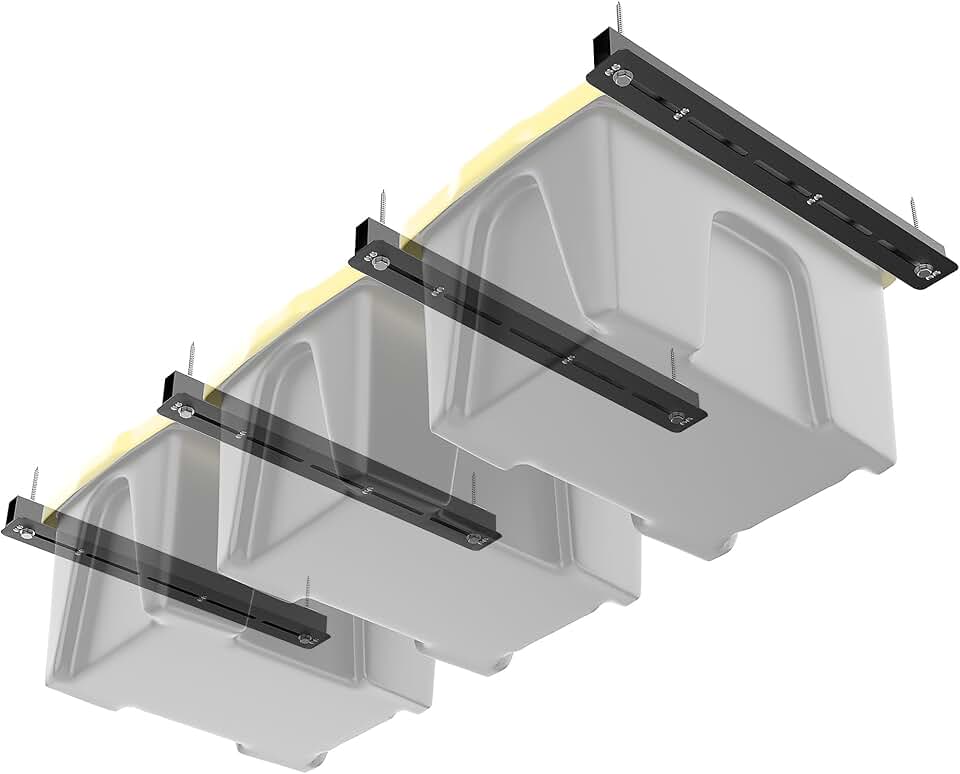 Garage Ceiling Storage Rack with Adjustable Tote Slides