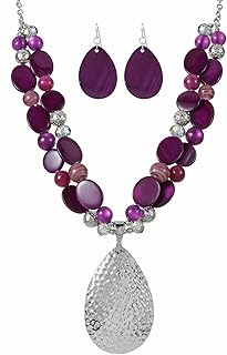 Colorful Crystal Beaded Teardrop Necklace and Earrings Set