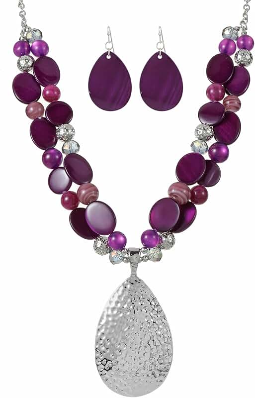 Colorful Crystal Beaded Teardrop Necklace and Earrings Set