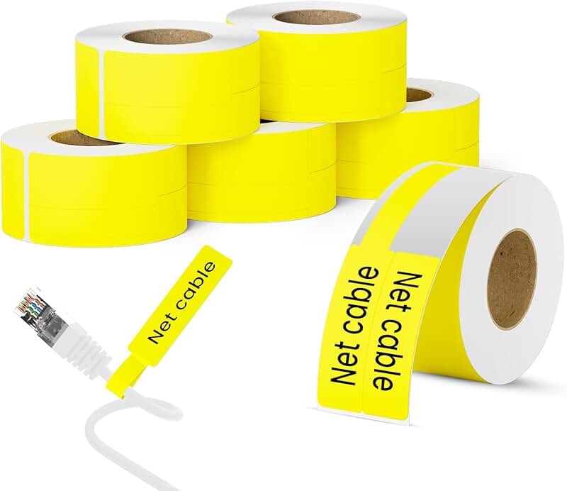 Printable Cable Labels, 6 Rolls, Self-Adhesive, 25x78mm