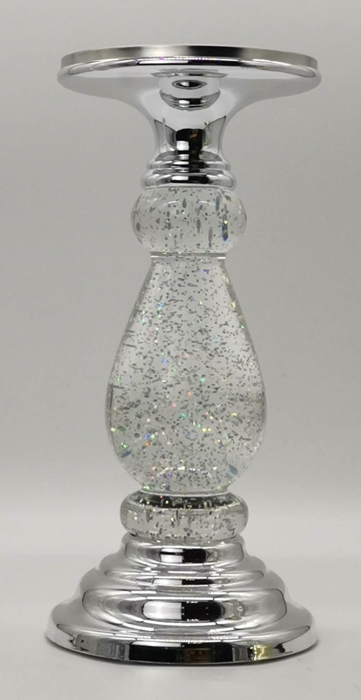 Silver Swirling Glitter Pedestal Compatible with 3-Wick Candles